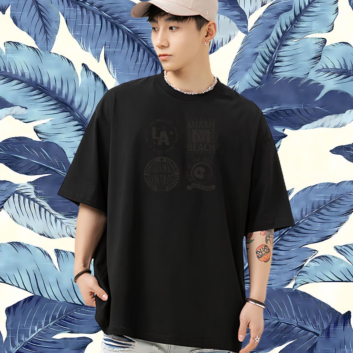 Unisex Mens T Shirts 230g 100% Cotton letter Summer Casual Custom Big Size Pure Cotton Men Tshirts New Arrival Tees Shirts