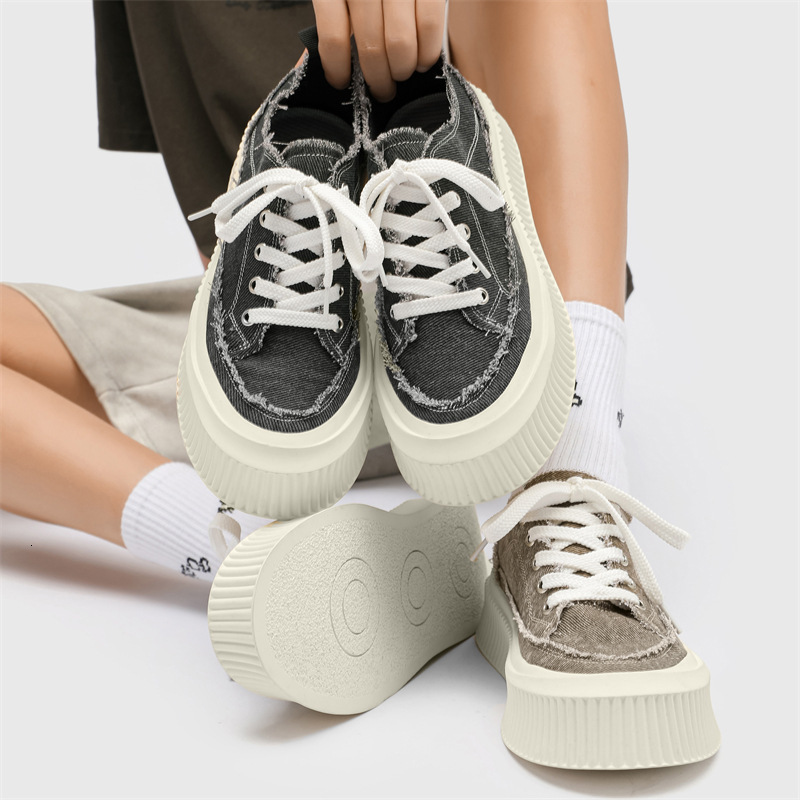 Ddmysports Men S Spring Summer New Fashion Low Top Canvas Breathable Lightweight Thick Sole Sports And Casual Board Shoes OUTDOOR