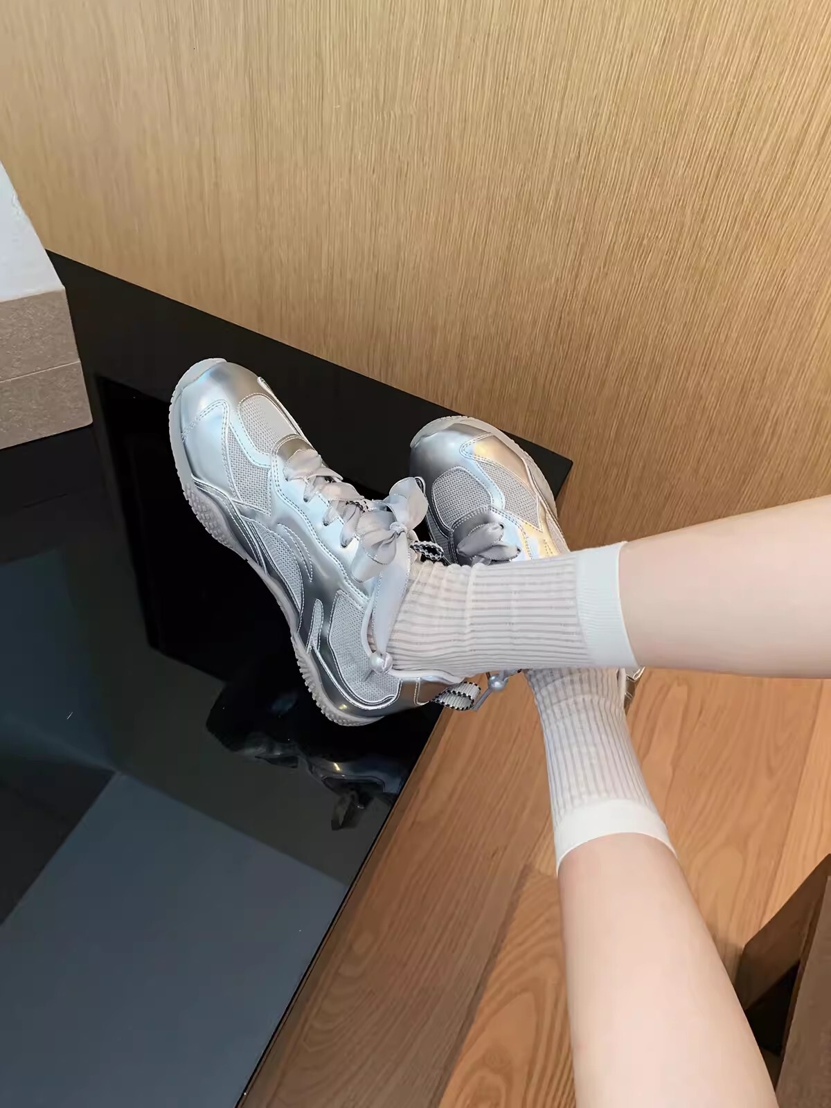 Ddmysports Cowhide Version Grape Mom Same Genuine Leather Ballet Style Breathable Mesh Pearl Lace Up Casual Sports For Women Forrest Gump Shoes OUTDOO