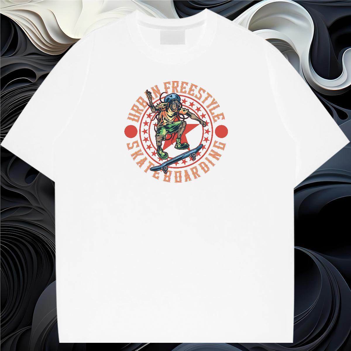 Designer Man T Shirts 230g Cotton skull Spring Summer DIY Printed Breathable Short Sleeve Tshirts Fashion Designer Polos