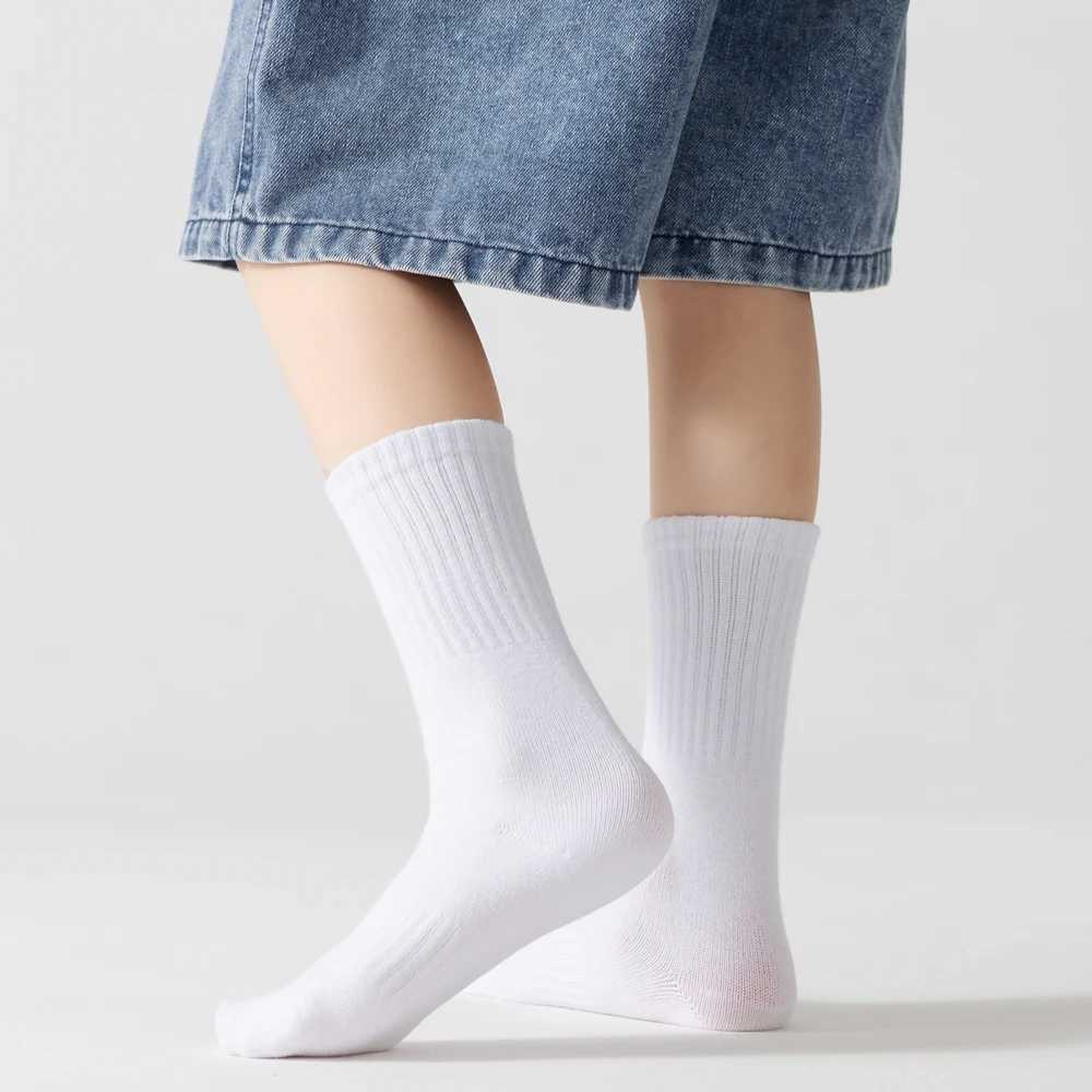 5 Pairs 100% Cotton Children Long Tube Socks Girls Boys Baby Autumn Winter Warm White Black Student Sports Socks for 1-12 Year X2503221