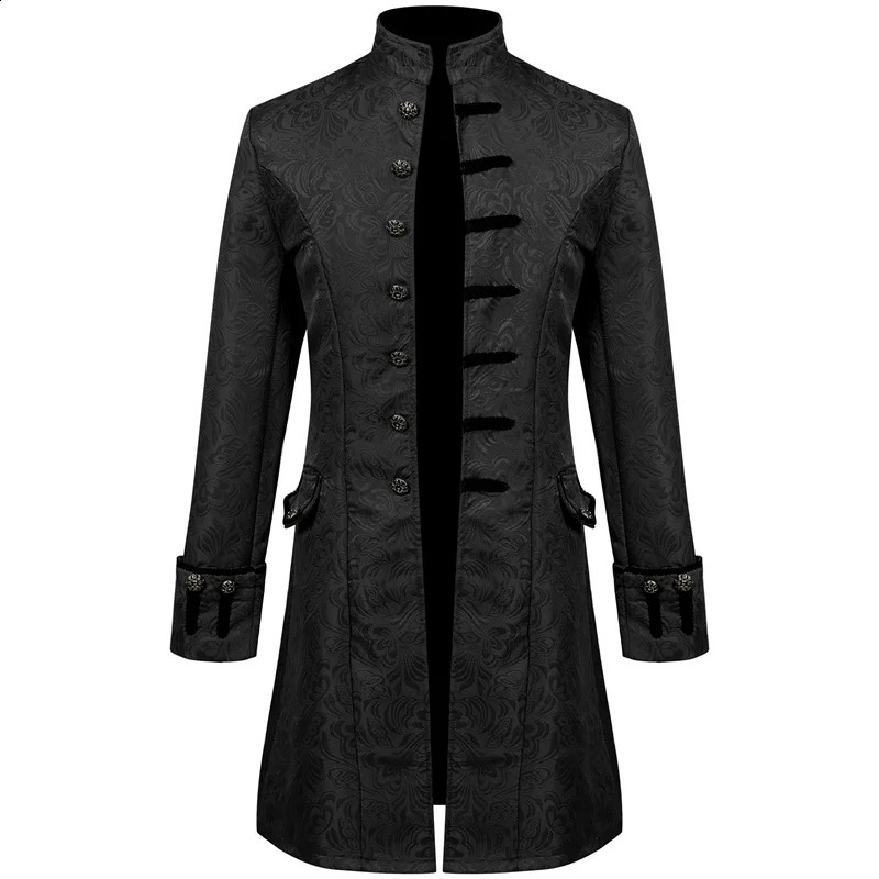 Fashion Men Thin Stage Performance Dress Long Jacket Red / Blue / Black Male Stand-up Collar Jacquard Halloween Trench Coat 240822