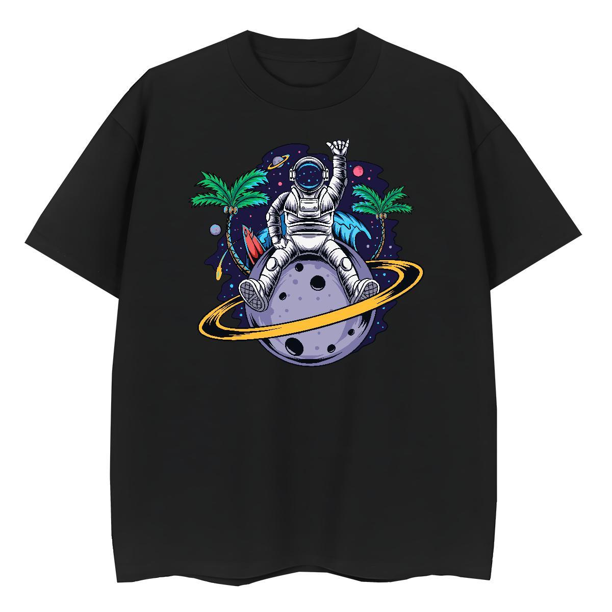 Wholesale Unisex Tshirts 100% Cotton 230g outer space Street Women T Shirts Breathable Short Sleeve Customized Tops