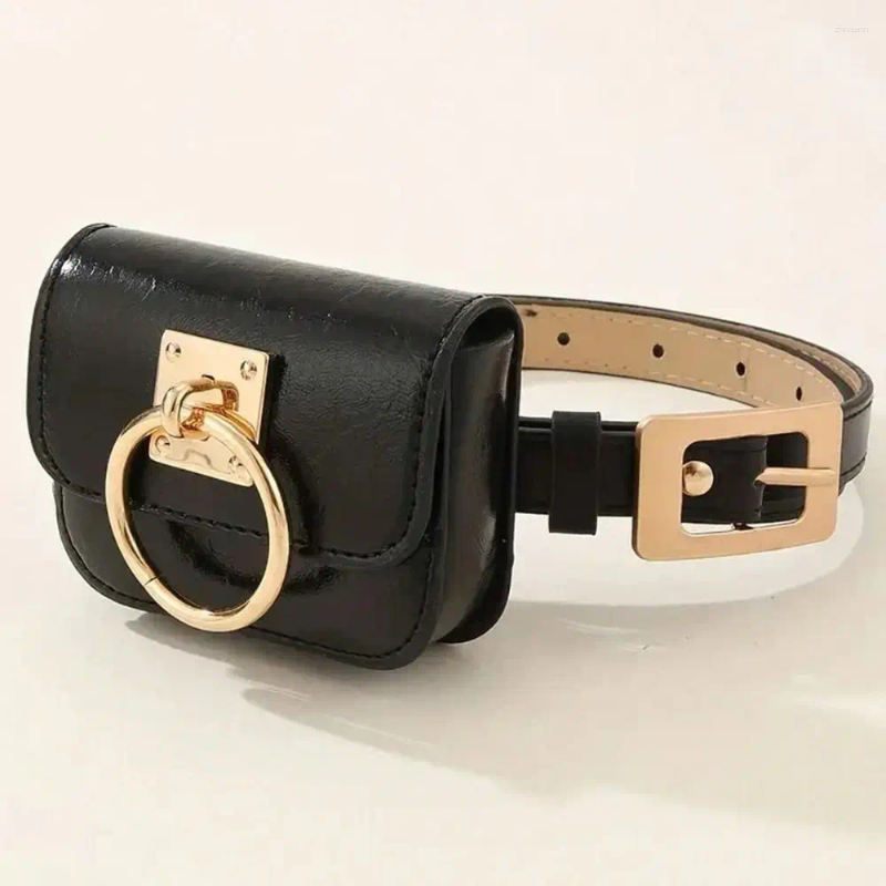 Waist Bags PU Leather Women Vintage Belt Bag Black Travel Purse Metal Buckle Belts Punk Square Heart Y2K Style Gothic Fanny Packs zhanyishengli