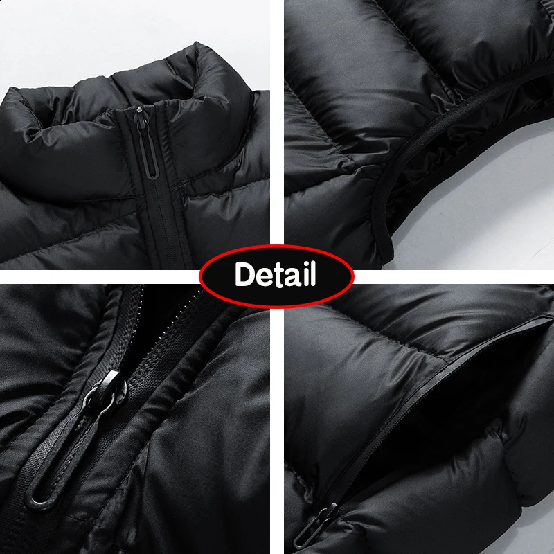 Mens winter sleeveless wool warm standing collar down jacket mens casual fashion outdoor windproof vest 240822