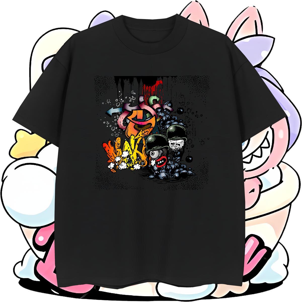 Popular T-Shirts 230g Pure Cotton skull Summer Casual Black Oversized Breathable Men Tshirts Fashion Top Tees