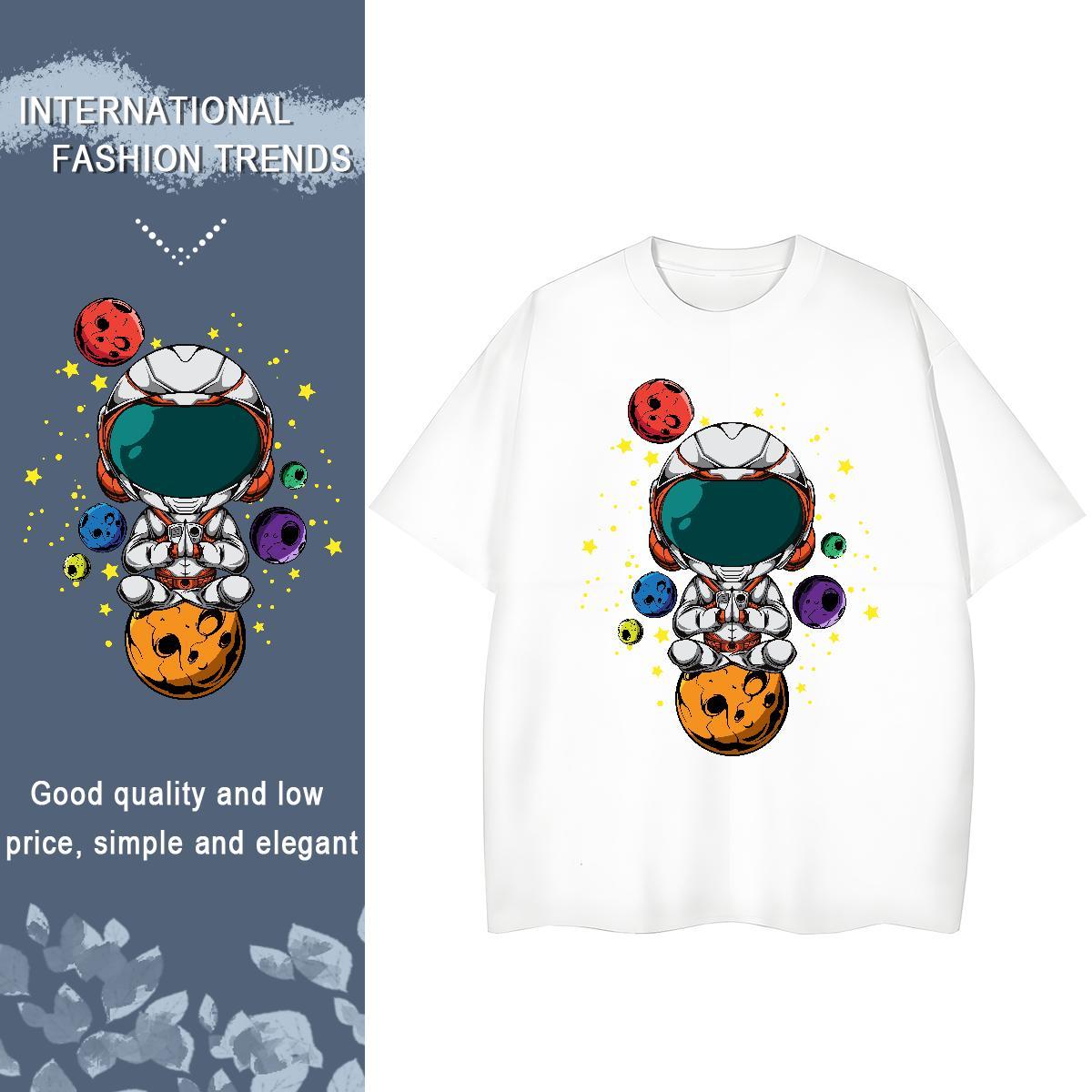Wholesale Women Tshirts 230g 100% Cotton universe Spring Summer T shirt Short Sleeve O-Neck DIY Anime Tees Shirts
