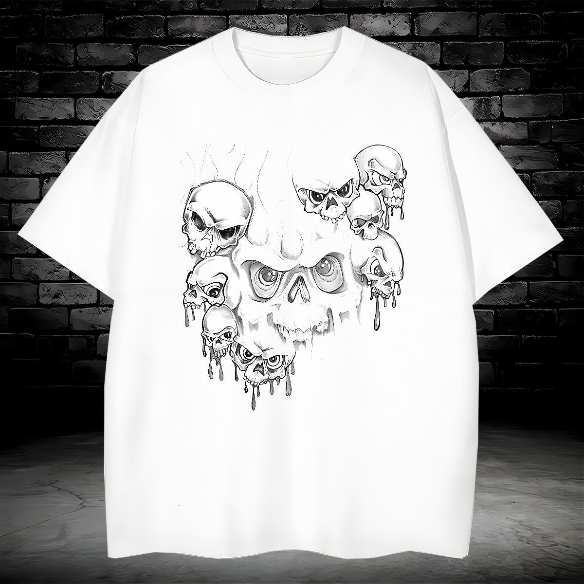 Designer Man T Shirts 230g 100% Cotton skull Daily Wear Custom Print Oversized Pure Cotton Men Clothes T-Shirt Fashion Designer Tee Shirt