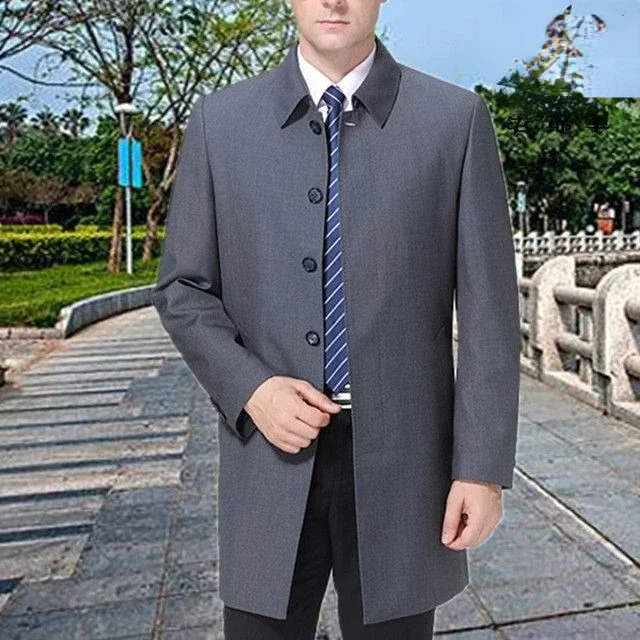 Autumn Winter Mens Business Casual Trench Coats Classic Warm Woolen Slim Solid Color Windbreaker Long Jackets for Men Z133 240822