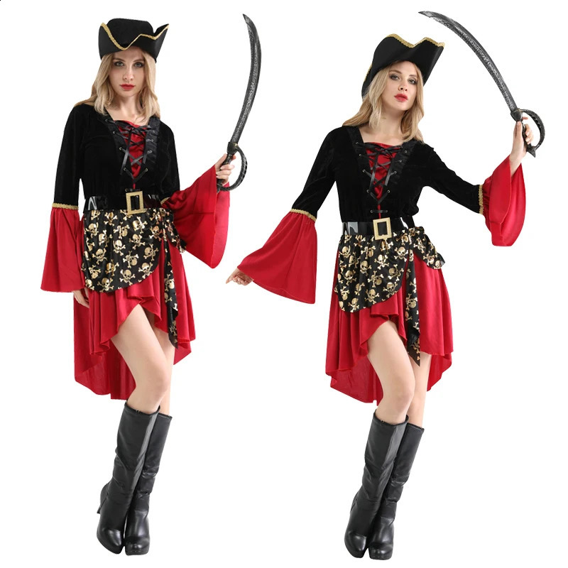 Halloween themed womens fancy dresses roleplaying costumes for parents and children Caribbean pirate captains w240824