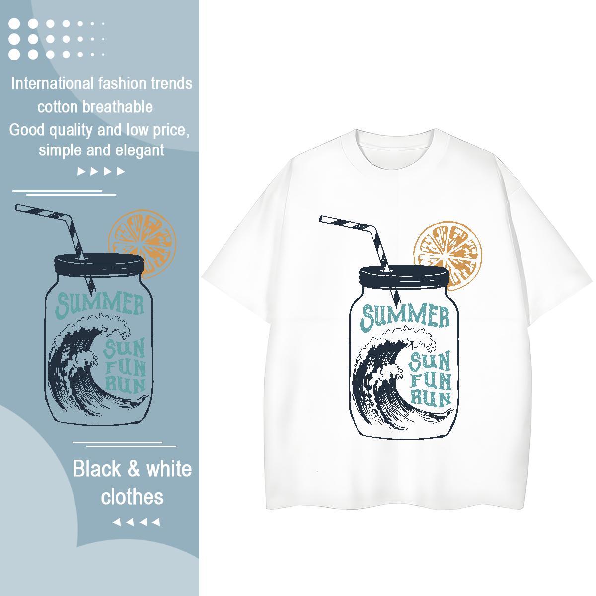 Designer Nice Womens Tshirts 100% Cotton 230g sea wave Casual Sport T-Shirts for Women O-Neck Short Sleeve Black Oversized Clothings