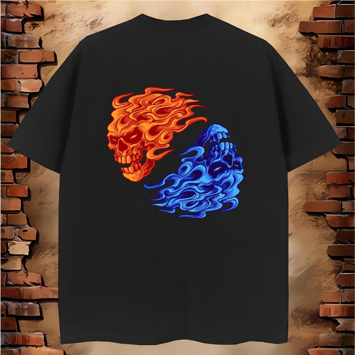 Wholesale Men T Shirts 230g 100% Cotton skull Street Asian Size Breathable Crew Neck Tshirt for Man Woman Fashion New Top Tees