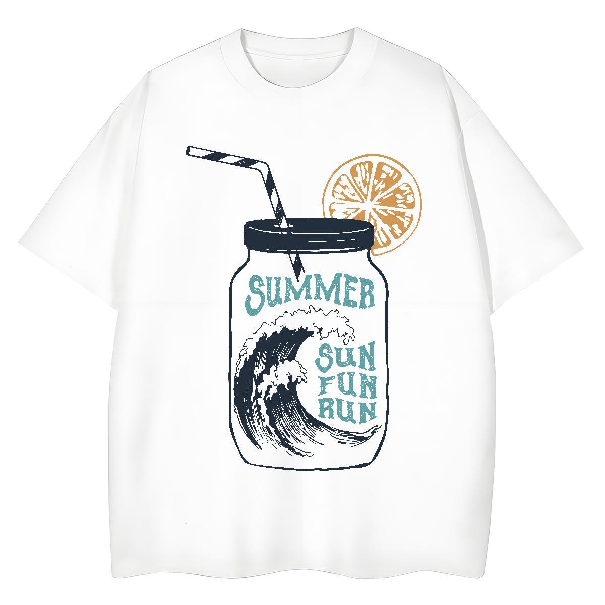 Designer Nice Womens Tshirts 100% Cotton 230g sea wave Casual Sport T-Shirts for Women O-Neck Short Sleeve Black Oversized Clothings