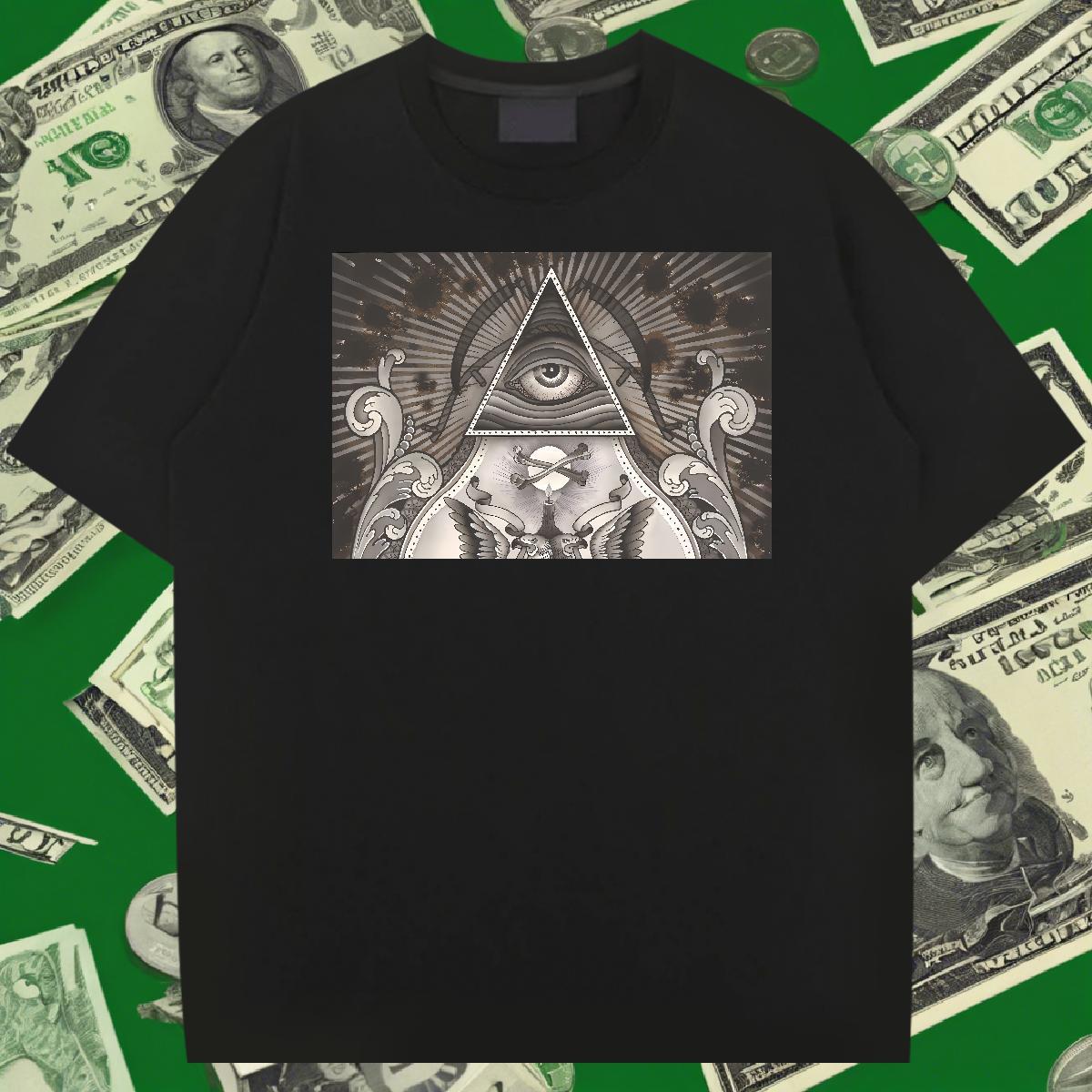 Loose Man T Shirts 230g Pure Cotton eye of the devil Hip Hop Street Customized Print O-Neck Short Sleeve Tshirt for Man Woman DIY Customized Tee Shirt