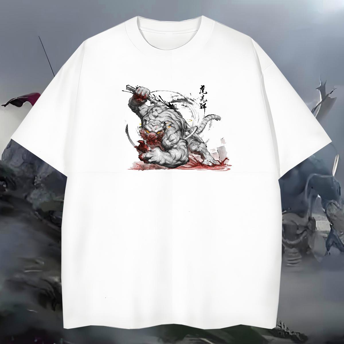 Wholesale Men T Shirts 230g 100% Cotton Street wear Hip Hop Crew Neck Men Clothes T-Shirt 2024 DIY Anime Tops