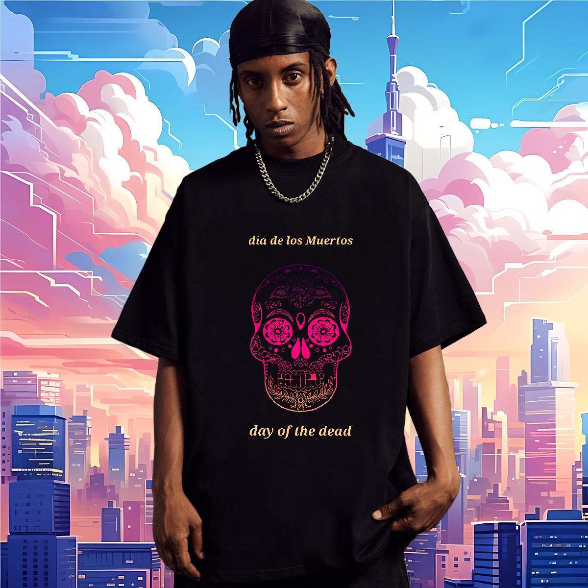 TOP Quality T Shirt For Man 230g 100% Cotton skull Hip Hop Street Customized Breathable Crew Neck Men Clothes T-Shirt 2024 New Polos