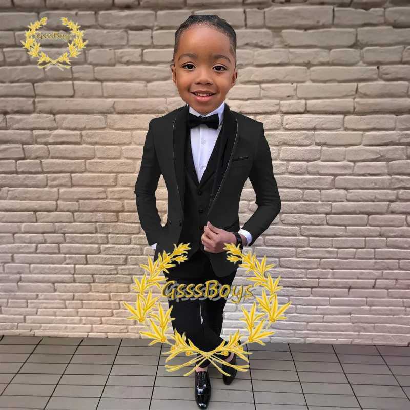 Boys suit wedding jacket pants vest 3-piece party dress shawl collar jacket suitable for childrens customization 3-16 years old complete set W240823