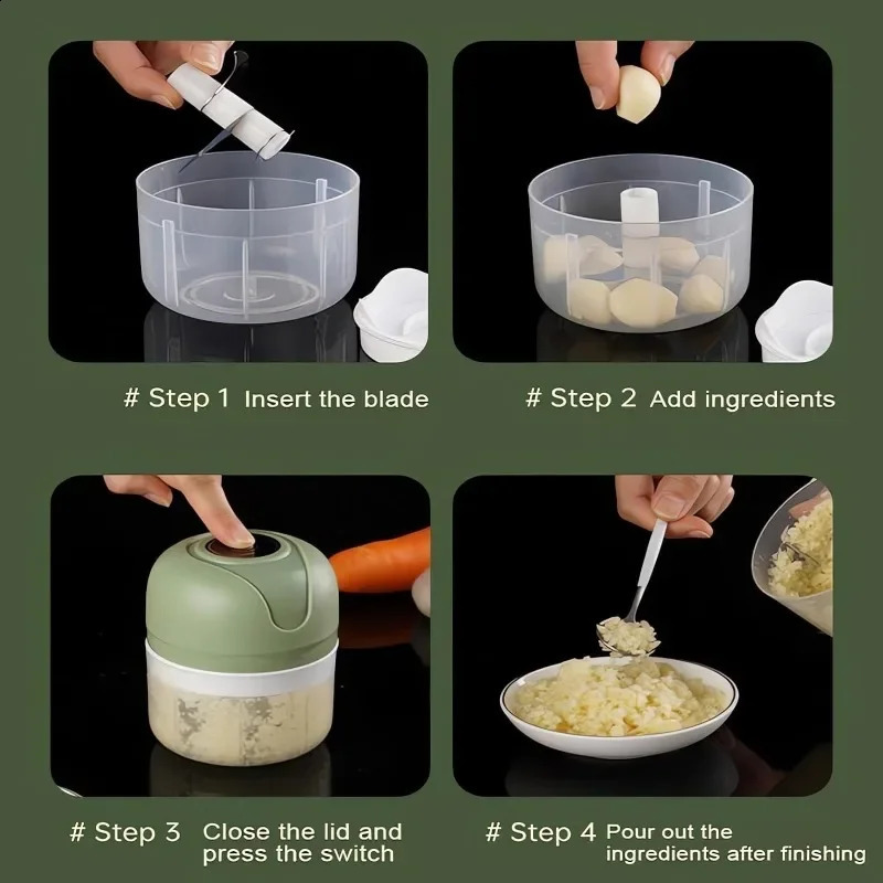 Electric Food Chopper Garlic Crusher Portable Mini Chopper Meat Grinder Onion Meat Nut Chopper Vegetable Cutter Kitchen Gadgets 240823