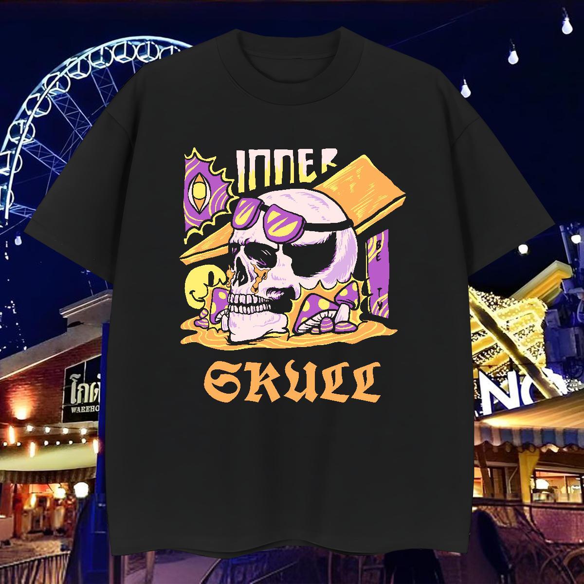 Brand Men T Shirts 100% Cotton 230g skull Daily Outfit Cartoon Printing L-4XL Short Sleeve O-Neck Men Tops Tees Designer Tee Shirt