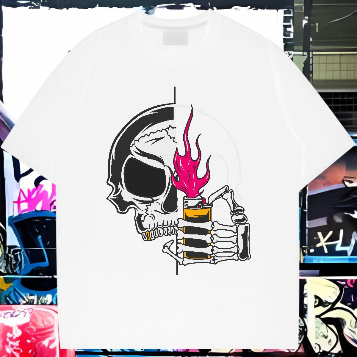 Brand T Shirts Men 100% Cotton 230g skull Hip Hop Custom Printed Breathable Soft Men Clothes T-Shirt Factory Direct Tops Shirt