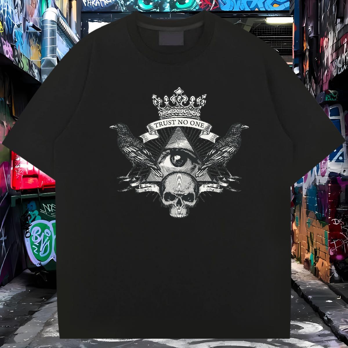 Wholesale T Shirt For Man 230g Pure Cotton skull Street Custom Anime Crew Neck Tshirts Classic Tees Shirts