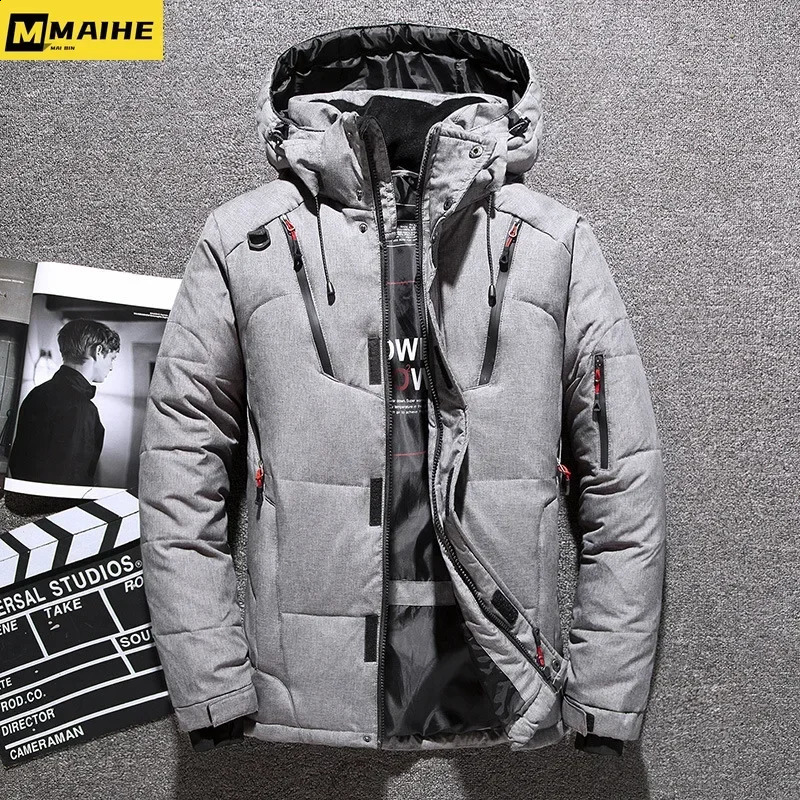 20 degree winter mens white duck down jacket thick coat hooded windproof vest 240822