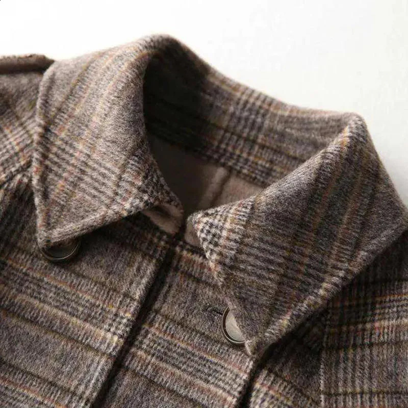 Spring Autumn woolen trench Coat 4XL Outerwear Plaid Woolen Coat Fashion Mid-Long Double-Breasted Coats Women Woolen Jacket 240822