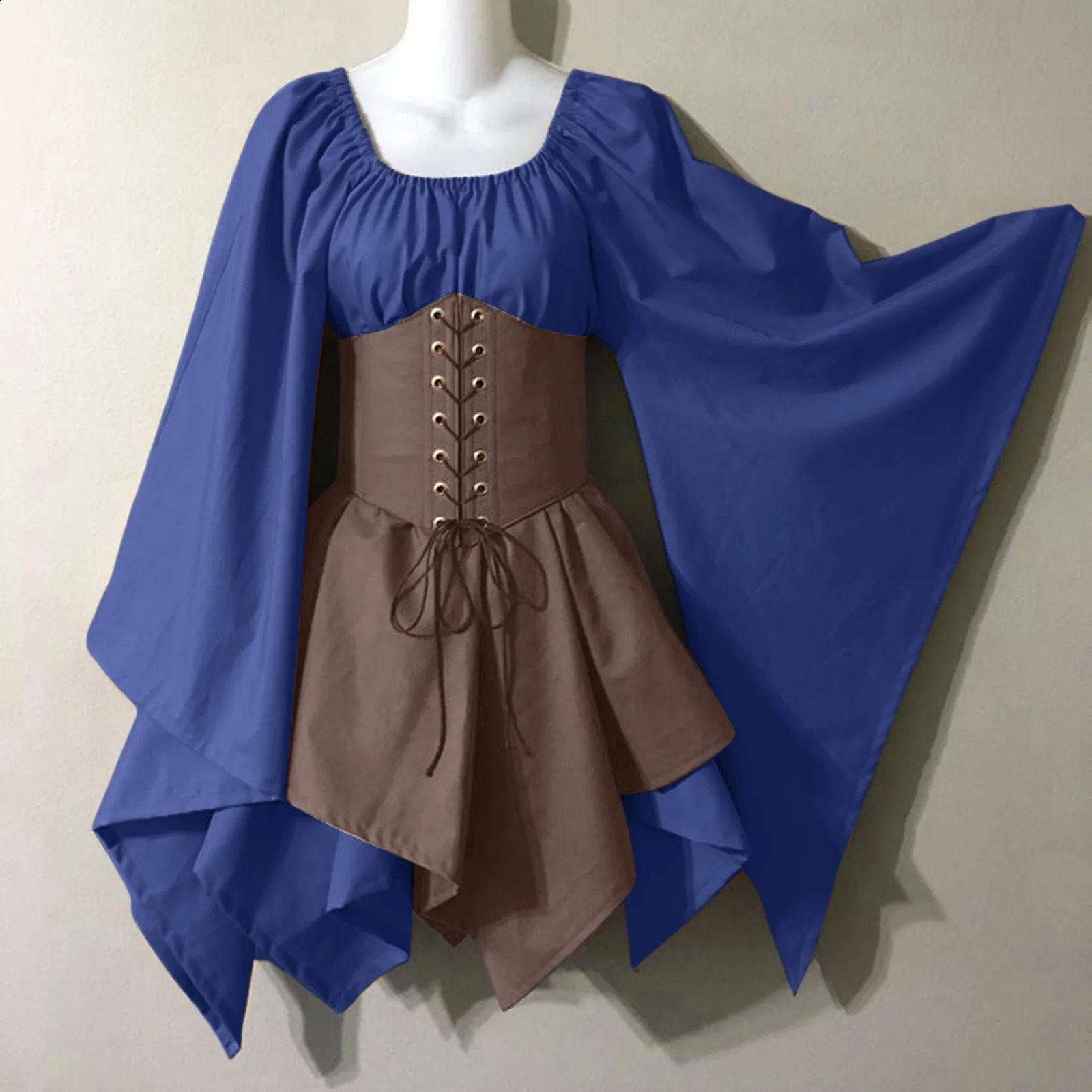 Medieval clothing womens flared sleeves Irish shirts and corsets traditional dresses Halloween mature 240823
