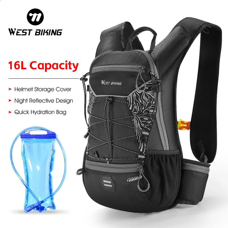 WEST BIKING 7L16L Bicycle Backpack Breathable Reflective Outdoor Climbing Hiking Moisturizing Helmet Storage Bag 240823