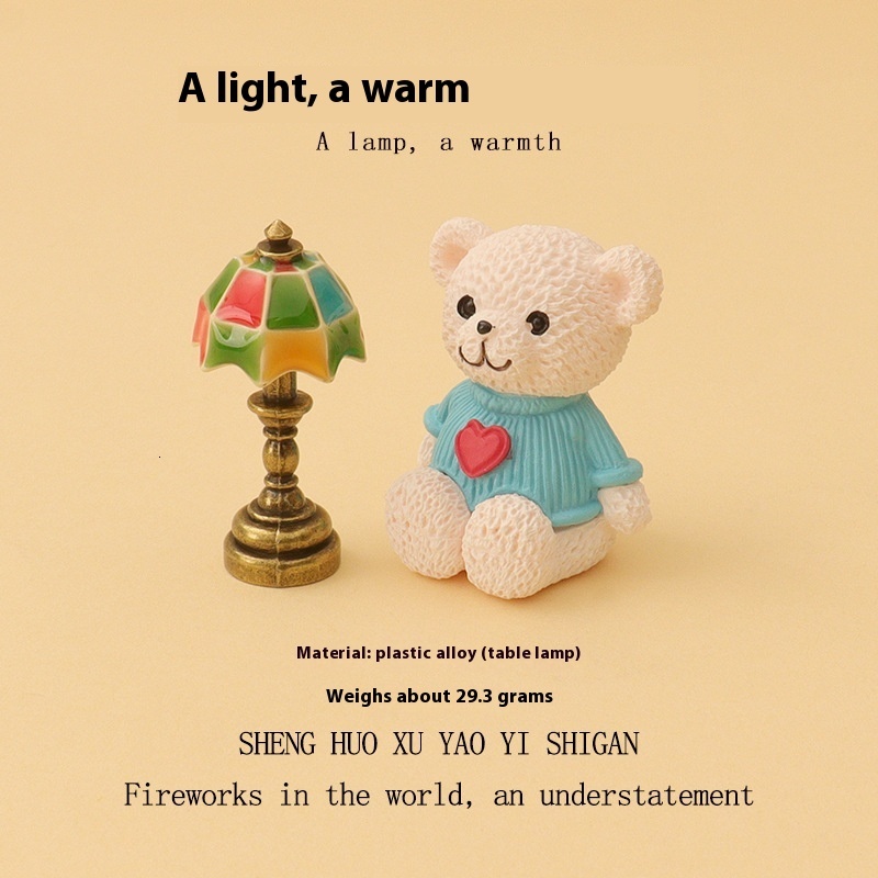 Cute Cartoon Bear Desk Lamp Model Charming Miniature Home Interior Decor Piece