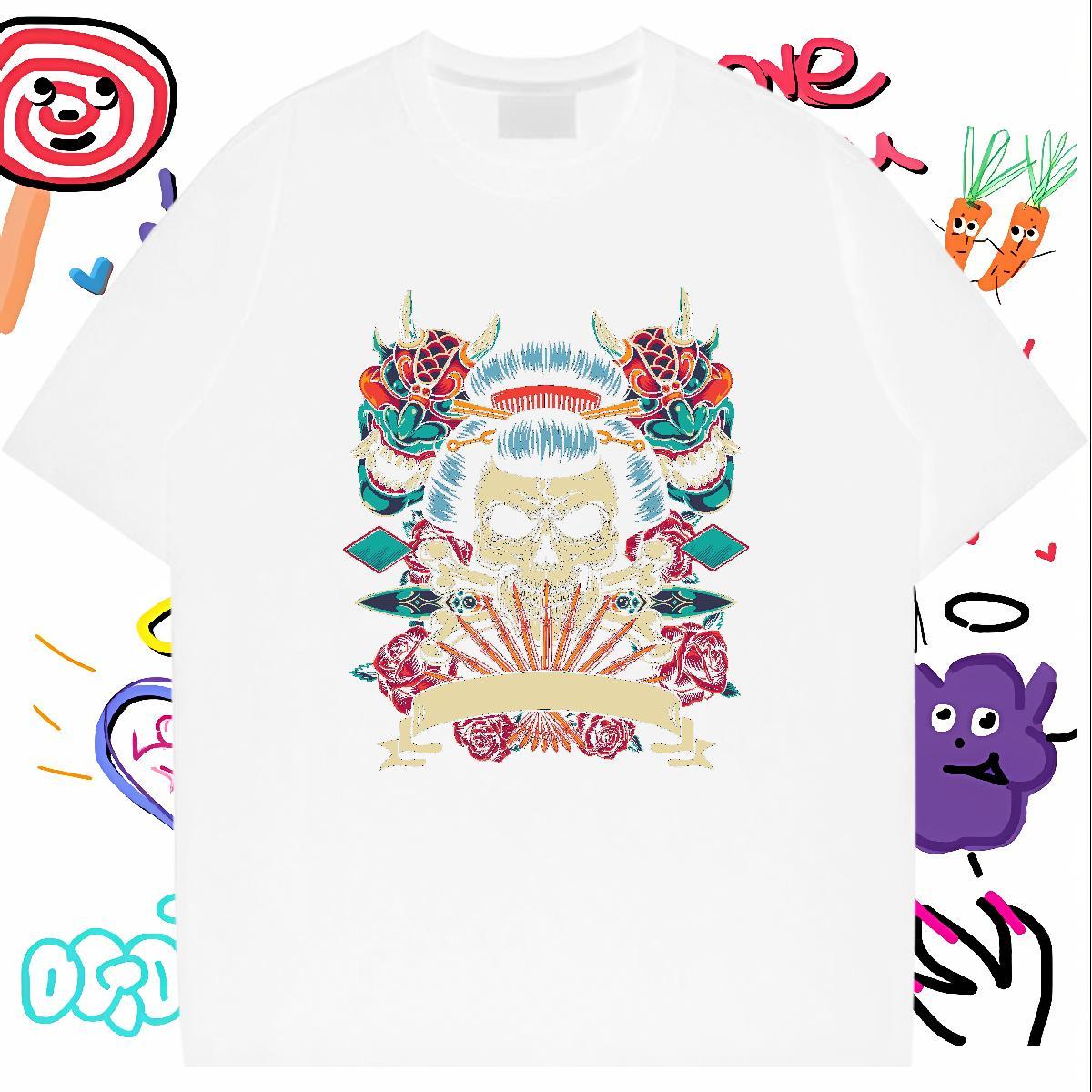 Comfortable T-Shirts 230g Cotton skull Summer Casual Customized Breathable Short Sleeve Men Tshirts 2024 New Tops Tees