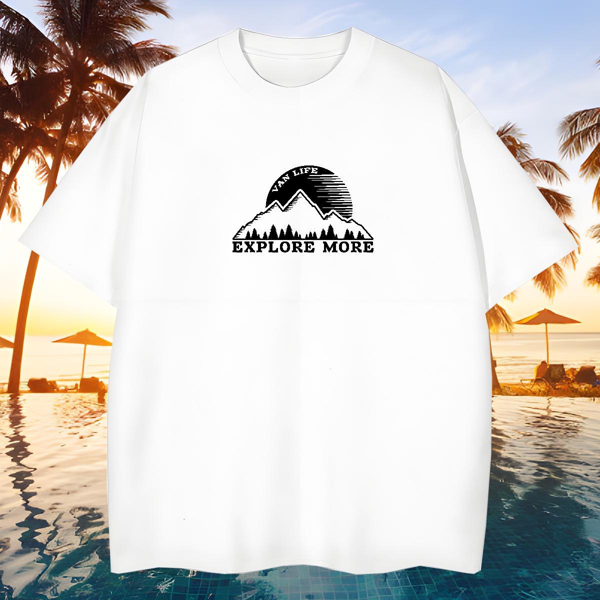 Wholesale Men T Shirts 230g Cotton mountains Beach Graphic Breathable Short Sleeve Couples T Shirts Designer Fashion Tees