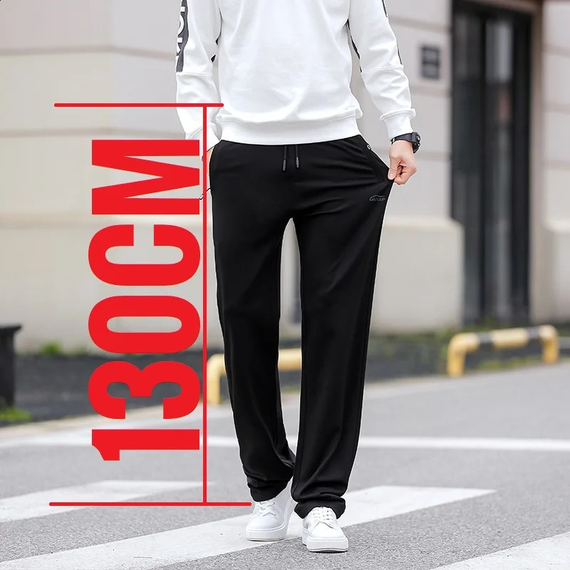 Tall Men Sweatpants Extra Long Length Big Size Summer Sweat Pant Stylish Large Trouser Male Black 130cm Lengthen High Waist 240822