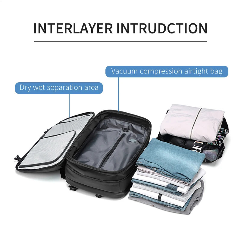 DHXJ Men Travel vacuum compression 17 inch Laptop Business Large Capacity school Backpack Expanded outdoors Hiking backpack 240823