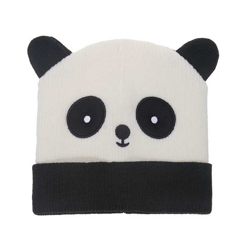 New cartoon animal panda hat Kawaii unisex fashion wool hat knitted zipper hat autumn and winter accessories W240827