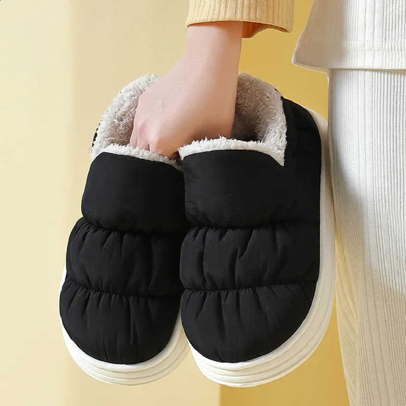 Winter Warm Men Slippers Casual Non-slip Platform Flats Home Waterproof Non Slip Shoes Indoor Outdoor Thick Plush Women Slides 240927