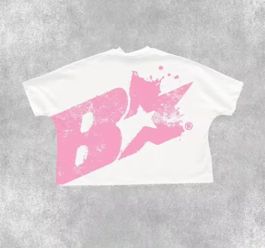 Y2K printed cotton Tshirt for mens street casual loose retro short sleeved couples clown 240822