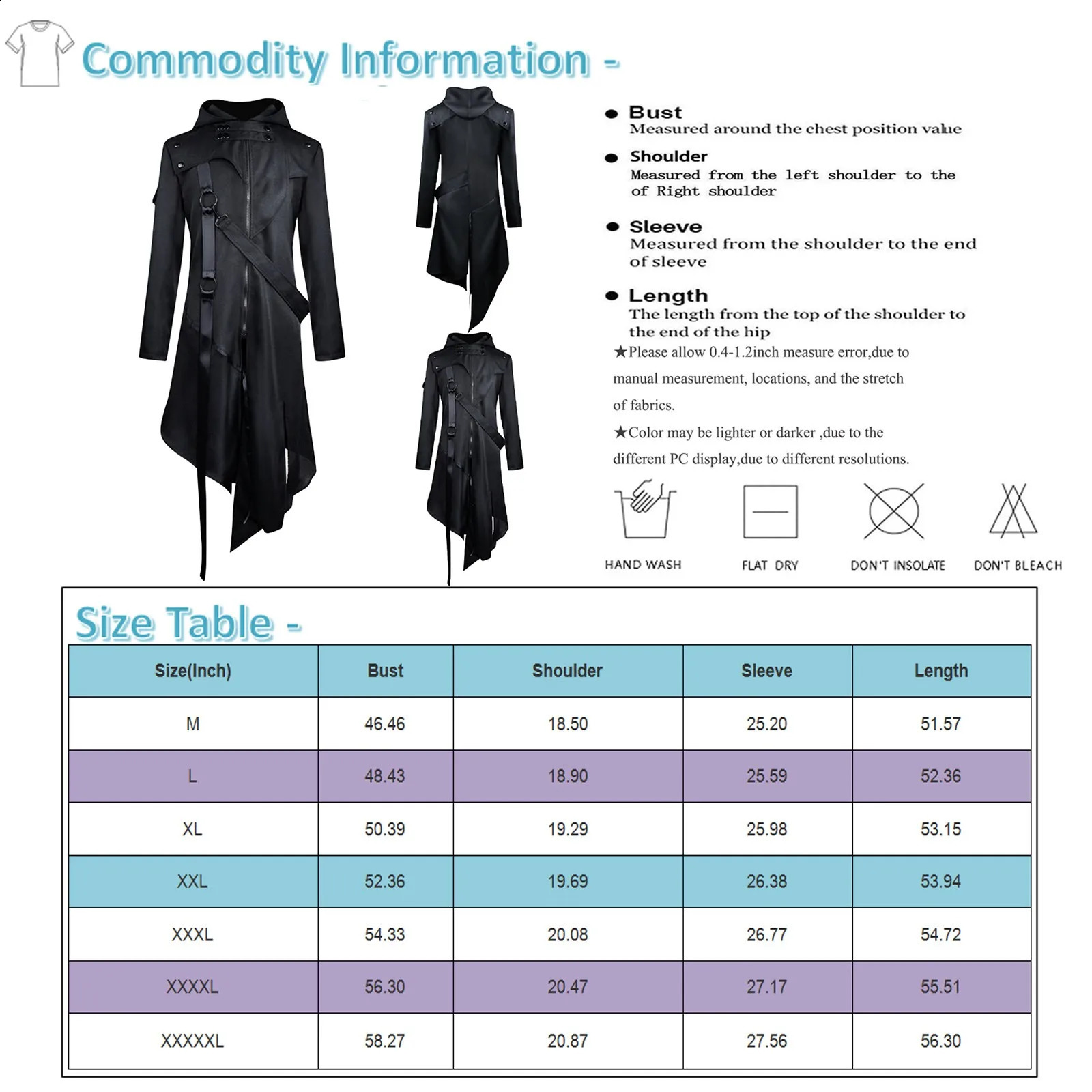 Mens Halloween costume dress up party medieval Gothic steampunk tailcoat jacket black Brocade 240823