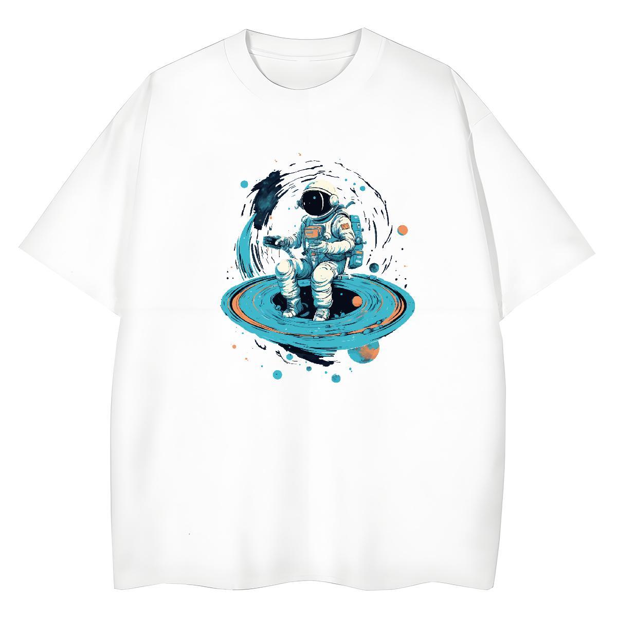 Loose fit Couples T Shirts 230g 100% Cotton universe Casual Sport T-Shirts for Women Breathable Crew Neck Anime Oversized Top Tees