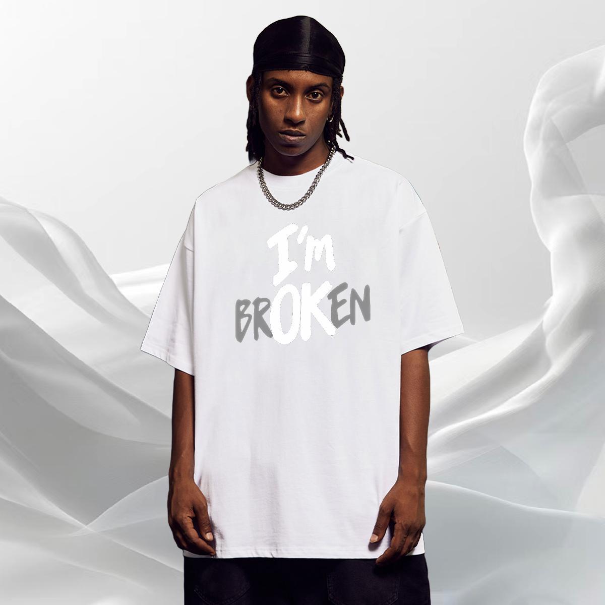 Free Shipping T-Shirts for Men 100% Cotton 230g letter Daily Outfit Anime Print Round Neck Short Sleeve Mens Tshirts 2024 Polos