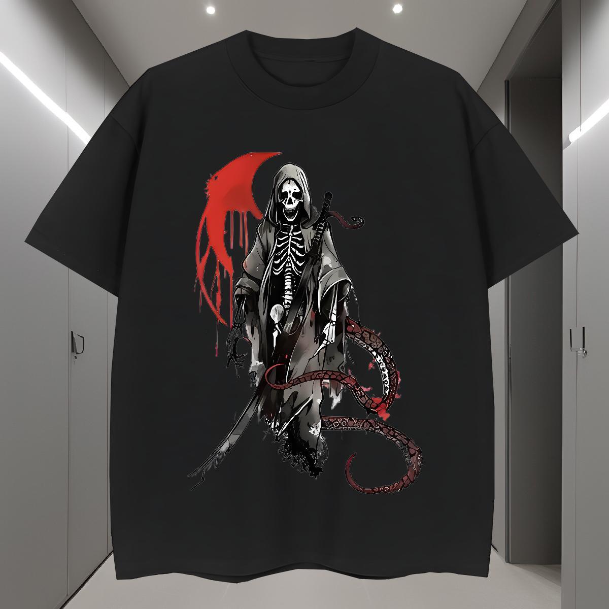 Cool T shirt 230g Cotton skull Home Outdoor DIY Logo Oversized O-Neck Short Sleeve Tshirt for Man Woman DIY Customized Top Tees