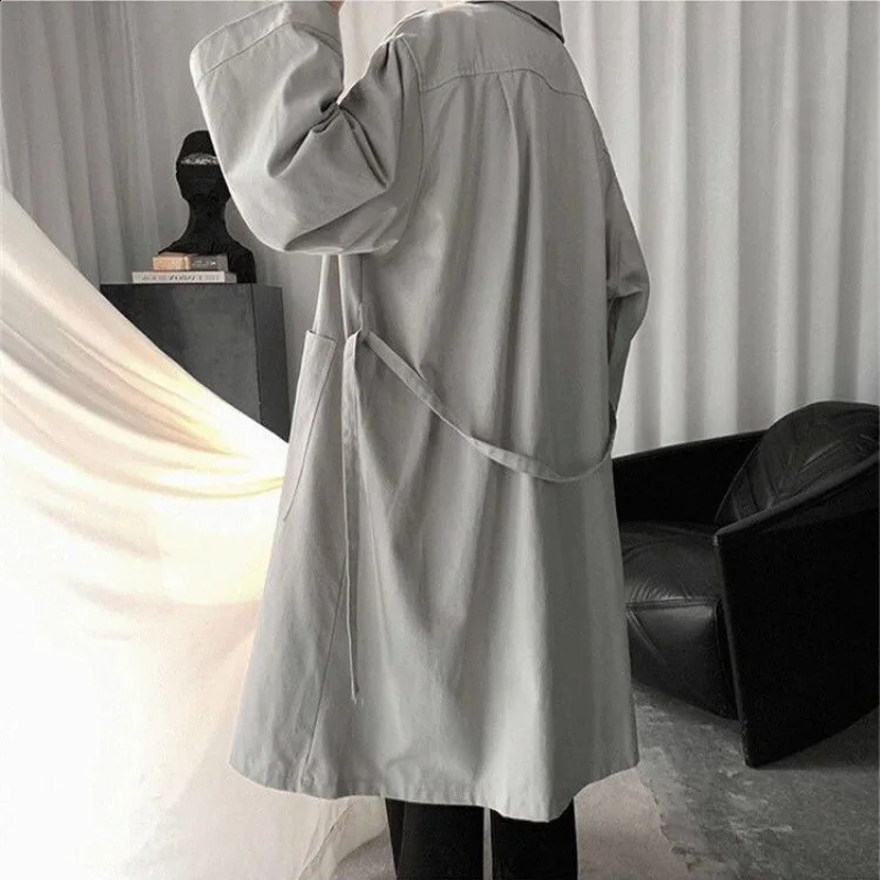 Men Clothing Trench Men Loose Solid Coats All-match Casual Handsome Turn-down Collar Tops Hong Kong Style n 240822