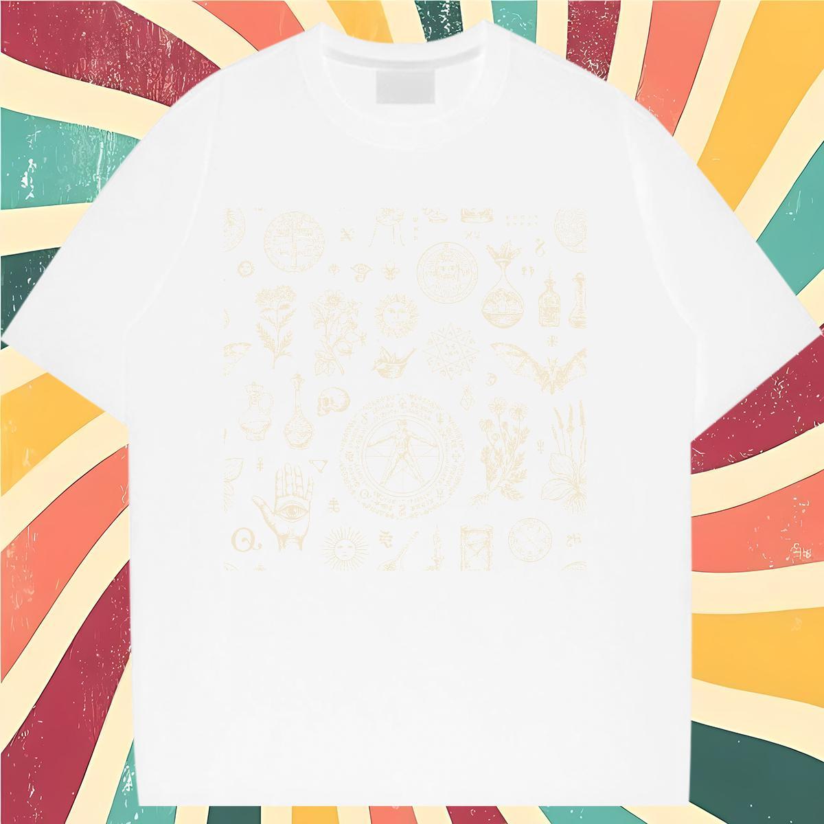 High quality Women Tees 230g Cotton painting Sports Street Wear T shirt Crew Neck Breathable DIY Anime Printed Top Tees