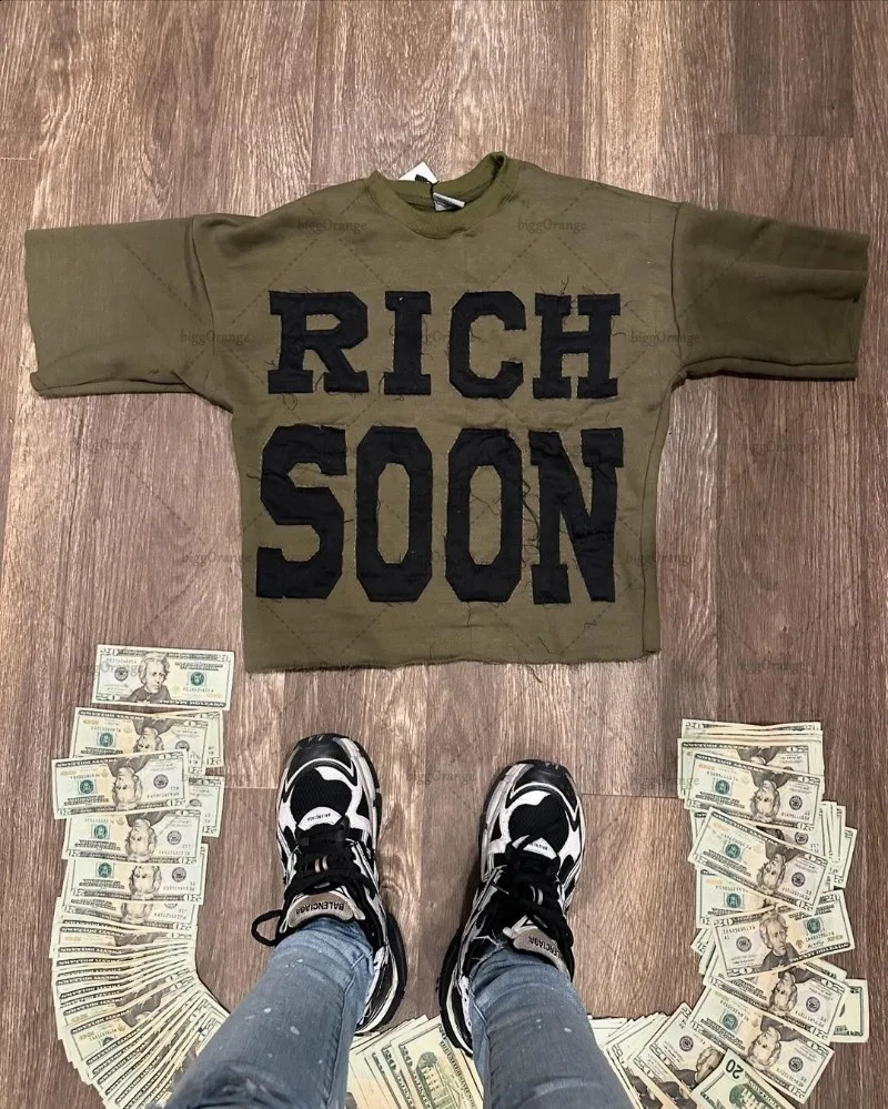 Street Trend Clothing Hip Hop American Color Printed Oversized Tshirt Y2K Harajuku Retro Casual Loose Mens Top 240822
