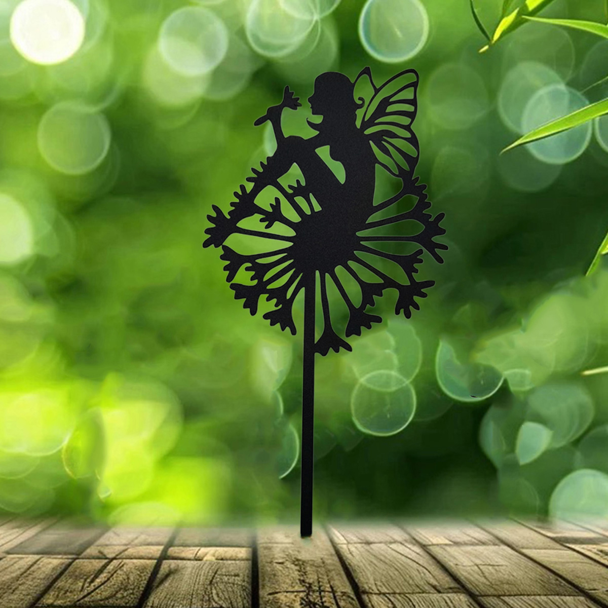 Fairy Garden Metal Stake Fairy Silhouette Fairy Statue Iron Crafts Decoration Yard Lawn Garden Outdoor Decoration Garden Ground Plugs