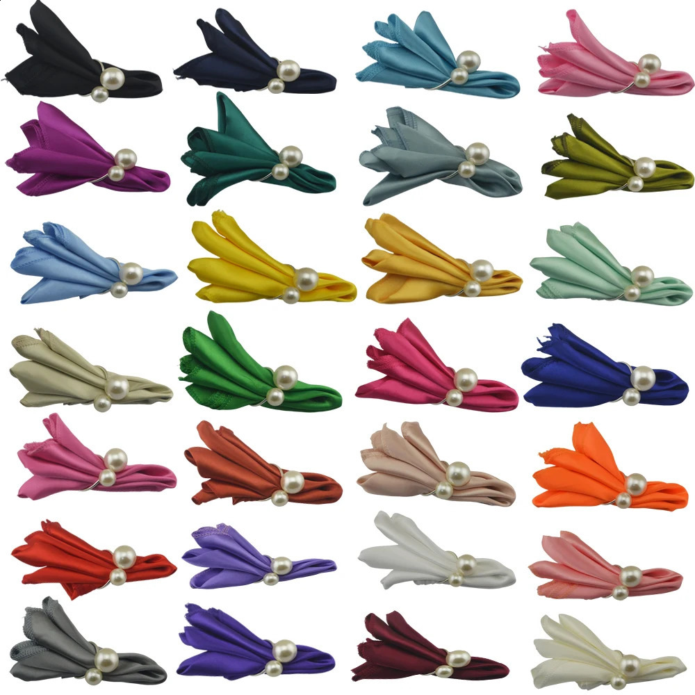 50pc Square 30x30cm Satin Elegant Napkins Perfect For Wedding Graduation Dinner Parties Restaurant CoffeeCake Tea Towel 240822