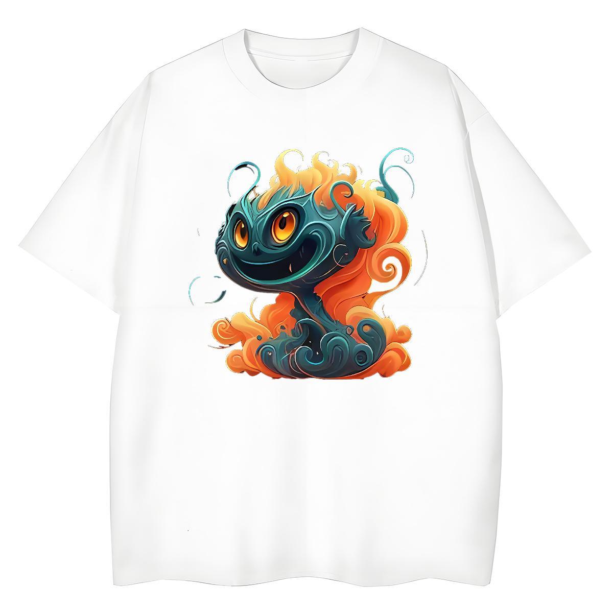 Loose fit Couples T Shirts 100% Cotton 230g fire Daily Wear Women T Shirts Round Neck Short Sleeve Black White Tees Shirts