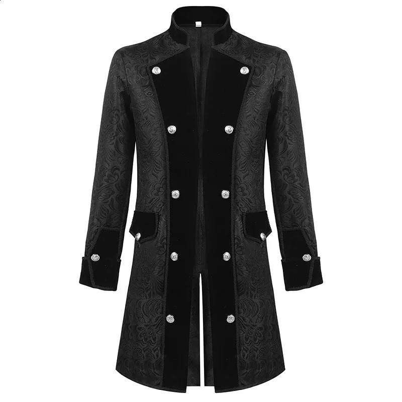 Men Medieval Gothic Trench Coat Victorian Uniform Halloween Costume Steampunk Renaissance Jacket Double-breasted Clothing 240822