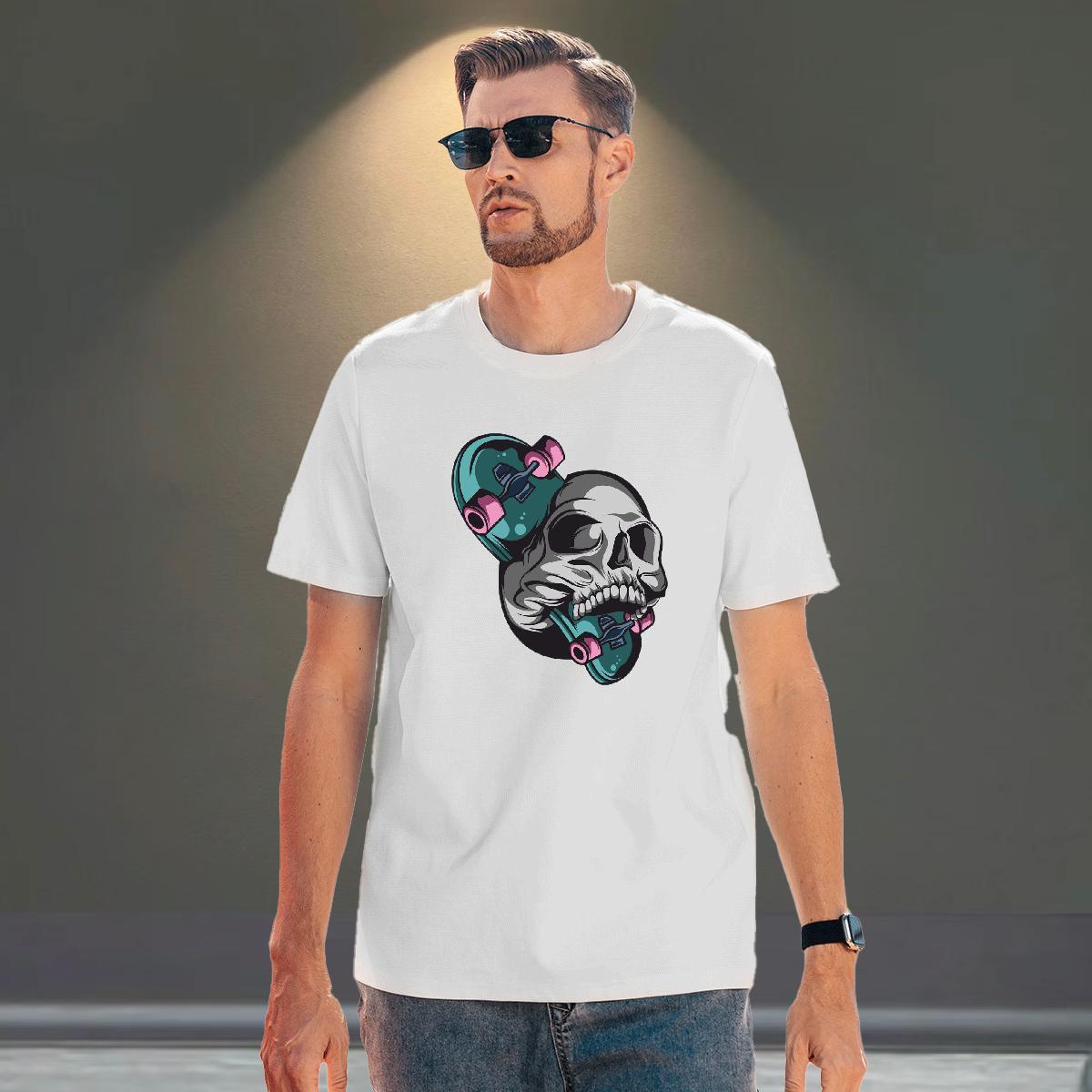 Free Shipping T shirt 230g Cotton skull Beach Oversized 3XL 4XL O-Neck Short Sleeve Tshirts Fashion New Top Tees