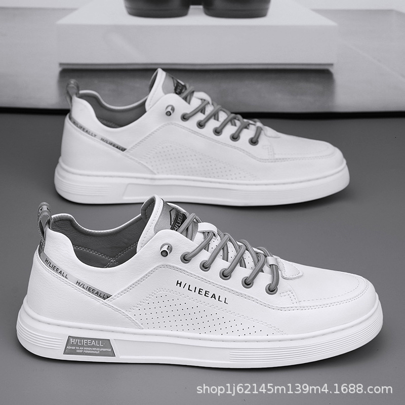 Ddmysports Men S New White Leather Trend Versatile Men Sports Non Slip Flat Shoes OUTDOOR